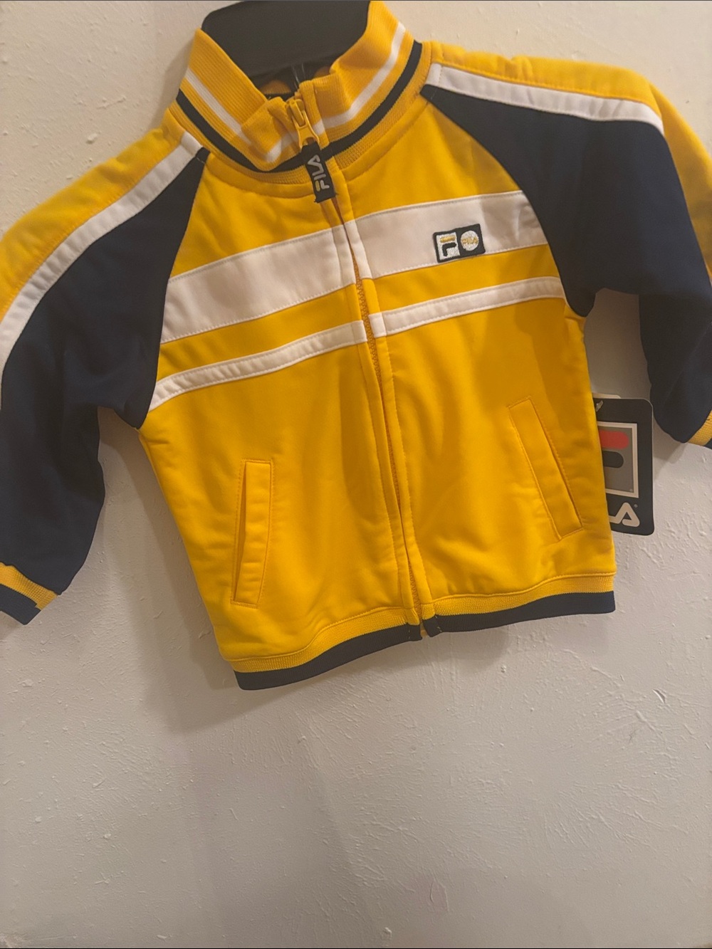 Fila Kids Yellow & Navy Zip Jacket with White Stripes